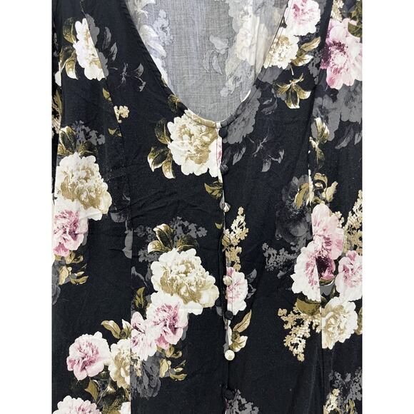 Romance Cottagecore Goth Boho Buttoned Top 1 Plus Whimsigoth Floral Prairie Flow - Picture 9 of 16